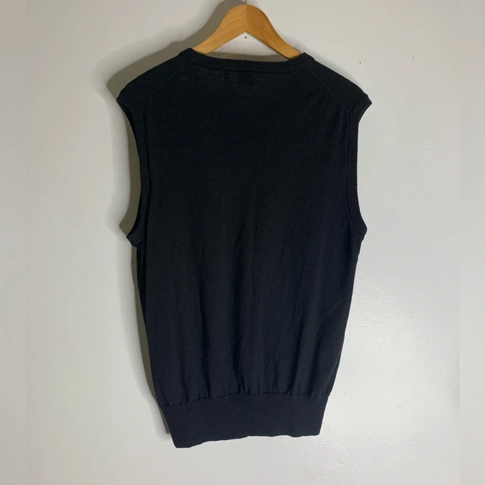 saks fifth‎ avenue Black Label Wool V Neck Sleeveless Sweater Large CP0413